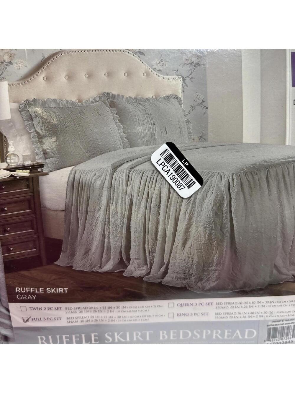 Ruffle Skirt Bedspread Set Gray - Picture 5 of 6